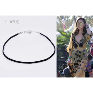 Retro Black Pendant Velvet choker Collarbone Chain