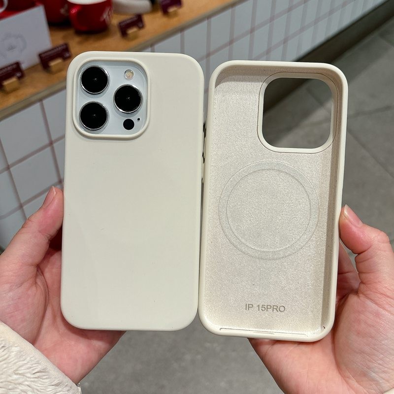 Real Liquid SiliconAnti paste และกันน้ํา Ultra Soft Strong Magnetic Velvet Non-slip Casing Case สําหรับ Apple Ip IPhone 11 12 13 14 15 16 Pro Max 14 15 16 Plus Anti-Fingerprint