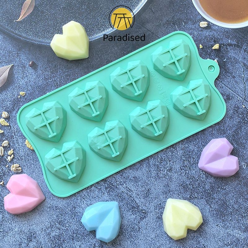 💕แม่พิมพ์ซิลิโคน ช็อคโกแลต วุ้น ขนม เรซิ่นรูปทรงหัวใจเพชร  8 ช่องparadised