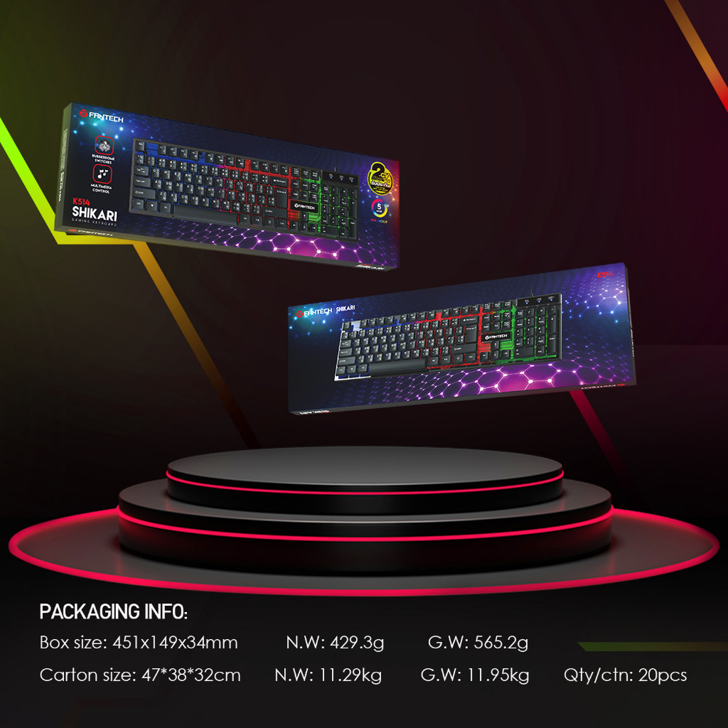 FANTECH รุ่น K514 คีย์บอร์ดเกมมิ่ง Semi Mechanical ไฟ RGB Gaming Keyboard