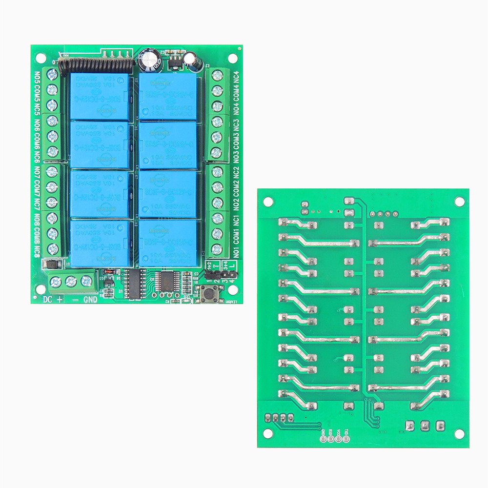 สวิตช์ควบคุมระยะไกลไร้สาย RF 433MHz 8 ช่อง โมดูลรีเลย์ DC 12V 10A 8 ทางสำหรับไฟ พัดลม โคมไฟ LED ราคา ถูกที่สุด ดีลบีเคเค แกลเลอรีภาพที่ 8