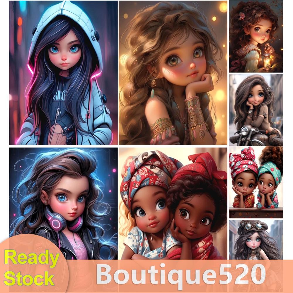 Uk 5D DIY Full Square Drill ภาพวาดเพชรสาวน้อยตัวละคร Series Art Cr [boutique520.th]