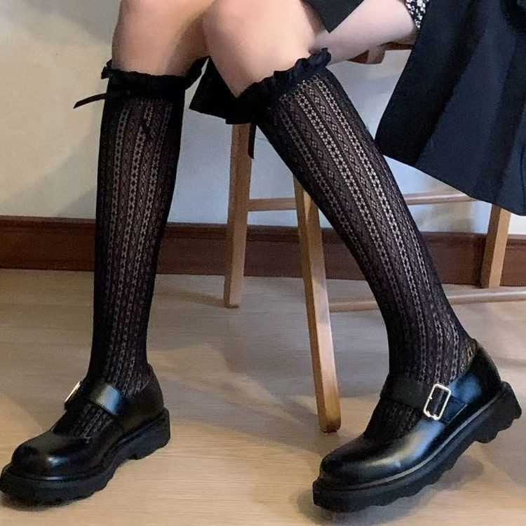 ฤดูใบไม้ผลิฤดูร้อนลูกไม้สีขาวบางลูกไม้บัลเล่ต์สไตล์กลางหลอดหวานลูกวัว ผอมลง ดูน่ารักกองถุงเท้า - รูปที่ 6