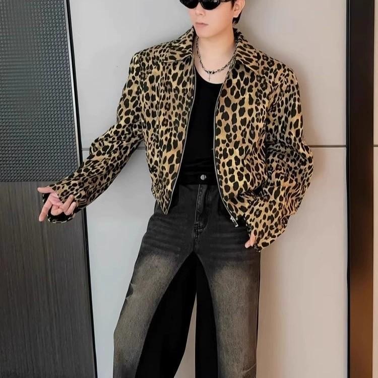 MNO.9 Jacket Jeans JK8218 เสื้อยีนส์ชาย (ทรงครอป) แขนยาว พิมพ์ลายเสือ ชายเสื้อจั๊ม เสริมไหล่ แจ็คเก็ตยีนส์  วินเทจ 90s