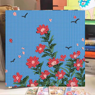 【มีเฟรม】ภาพครอสติสคริสตัล ดอกไม้ Diamond Painting DIY ภาพวาดเพชร ภาพวาดเพชร/ภาพปักเพชร/ภาพวาดปักเพชร ภาพติดเพชรพร้