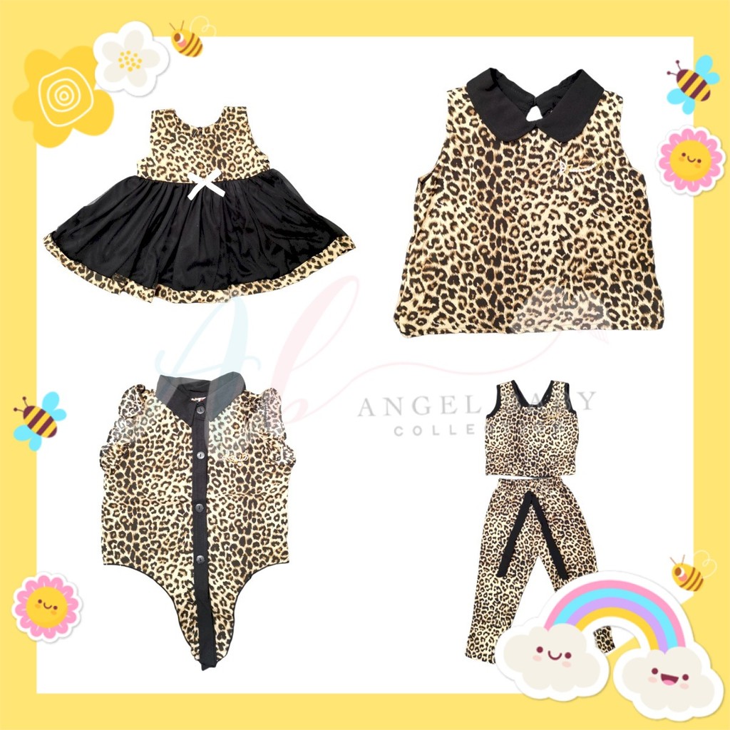 Angel Baby Baby Baby Cute Leopard Print Animal Print Baby Dress Set