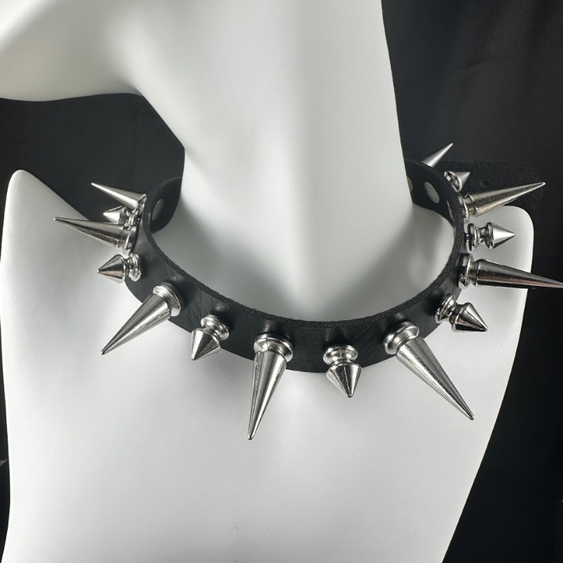 Punk Gothic Rivet Choker สร้อยคอ Harajuku หนังสีดําสร้อยคอเครื่องประดับอุปกรณ์เสริม