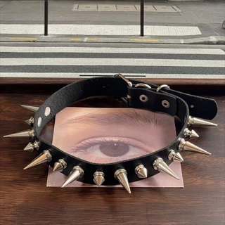 Punk Gothic Rivet Choker สร้อยคอ Harajuku หนังสีดําสร้อยคอเครื่องประดับอุปกรณ์เสริม