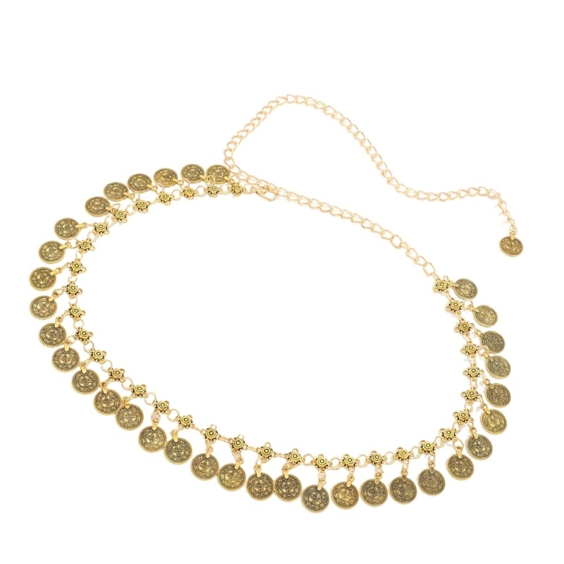 Cutep สไตล์ชาติพันธุ์เหรียญเข็มขัด Bohemian เอวโซ่ปรับความยาวเข็มขัด Handmade อุปกรณ์เสริมสําหรับชายหาดและวันหยุด Outf - รูปที่ 6