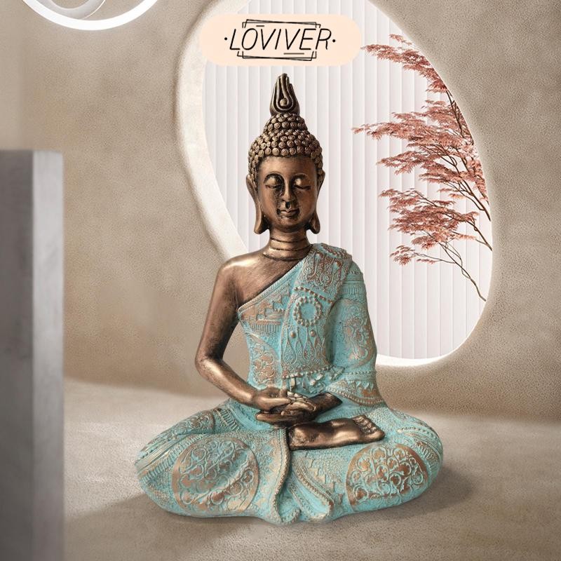 LOVIVER พระพุทธรูปตุ๊กตา Fengshui เครื่องประดับวินเทจสําหรับโต๊ะห้องนั่งเล่นตกแต่งของขวัญของสะสม