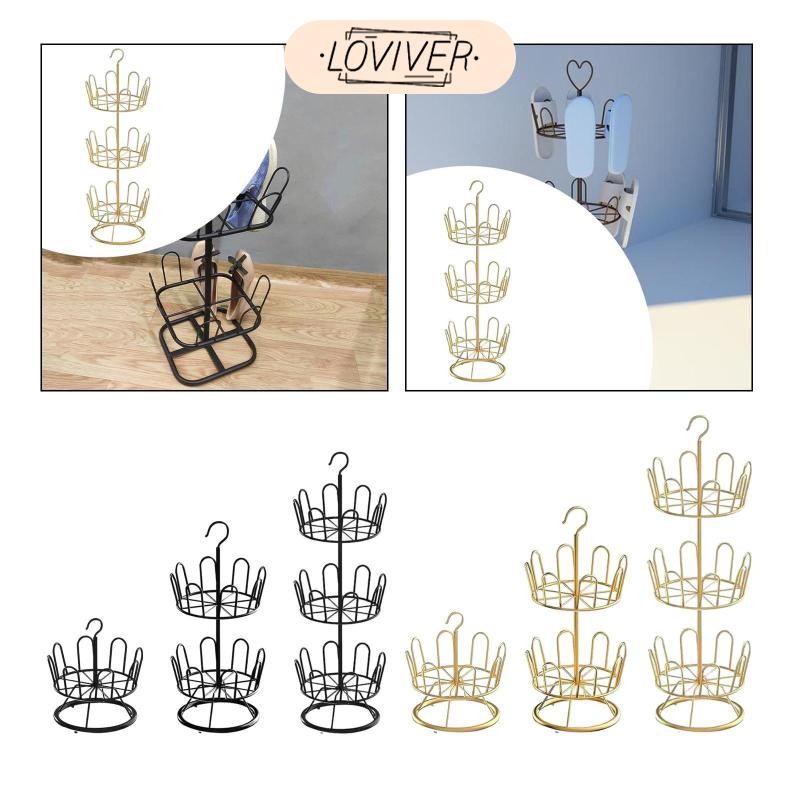 LOVIVER หมุนชั้นวางรองเท้าชั้นวางรองเท้าชั้นวางรองเท้าประหยัดพื้นที่รองเท้าออแกไนเซอร์แร็ค