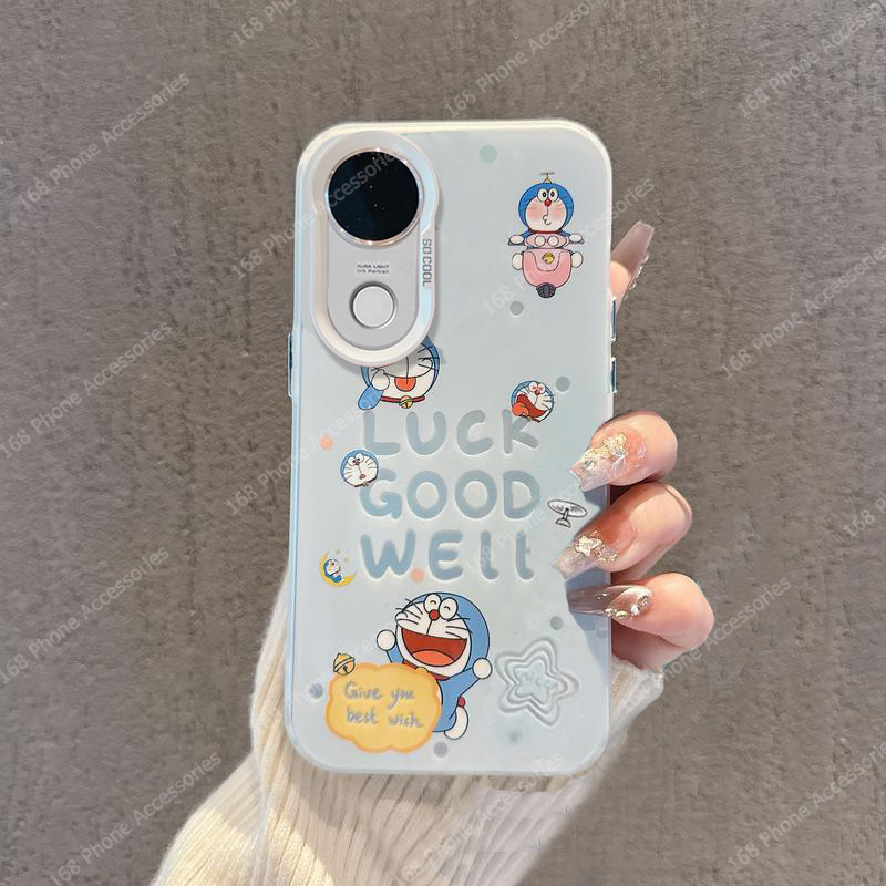 เคส Vivo V40 V50 Y200 5G เคส Vivo V50 Lite V40 Pro เคสน่ารักการ์ตูนอะนิเมะ Doraemonโดราเอมอนกันกระแทกเคสโทรศัพท์ด้านแข็ง Backplate ซิลิโคนนุ่มขอบสายโทรศัพท์สําหรับเด็กชายสาวนักเรียน