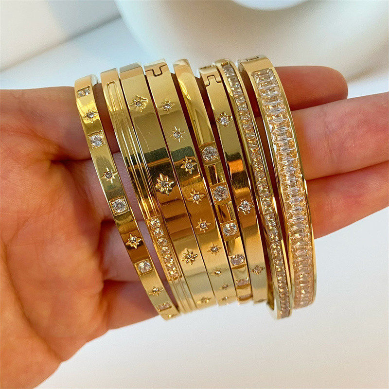 ใหม่กันน้ําcubic Zirconiaกําไลข้อมือสแตนเลสสร้อยข้อมือTarnishฟรีเครื่องประดับสําหรับผู้หญิงโรงงานขายส่ง