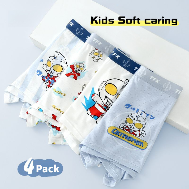 4PCS Modal Ice Silk Boy Underwear Boxer Shorts Four Corners Baby Boy Children's Summer Shorts PCX7