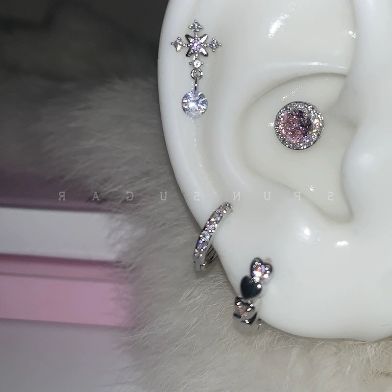 1 ชิ้น Creative Alloy Geometry Cross Earbone ต่างหูสําหรับสุภาพสตรี