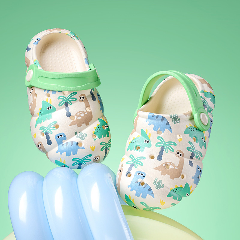 Cheerful Mario 14-19 ซม. รองเท้าหัวโตเด็ก พิมพ์ไดโนเสาร์ วัสดุEVA กันลื่น รองเท้าเด็ก แฟชั่น ฤดูร้อน