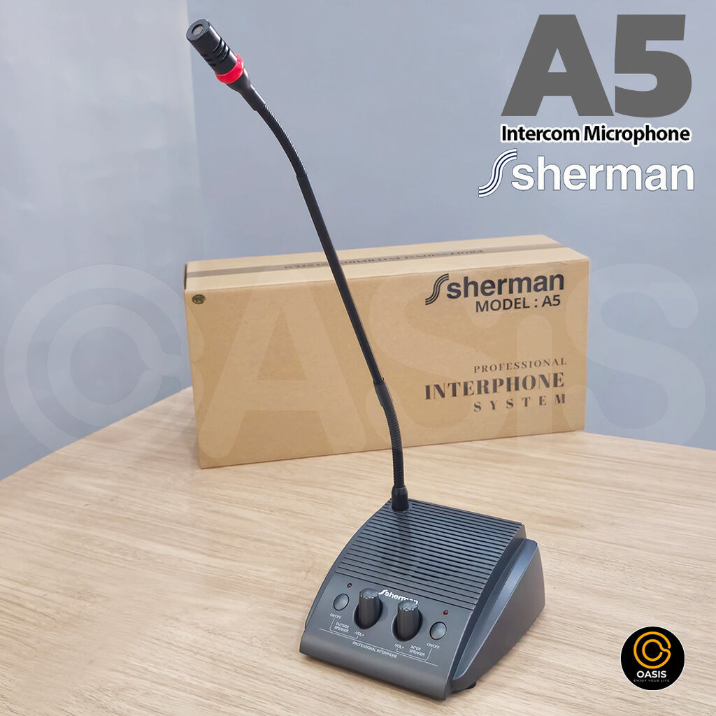 Sherman A5 Intercom Microphone ไมค์ตั้งโต๊ะพร้อมลำโพง ลำโพงติดต่อแบบ 2 ทาง ไมค์ประกาศตั้งโต๊ะ ไมค์ตั้งโต๊ะ ไมค์ประกาศ