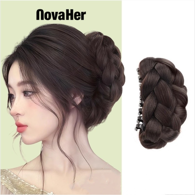 มวยผมทรงกะโหลกสูง ดอกไม้ถักเปียแฮร์คลิป สไตล์เกาหลีเรียบหรู novaHer