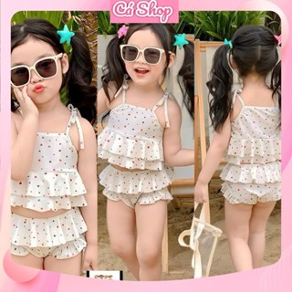 TM1304, TM1345,บิกินี่เด็กผู้หญิง,ชุดว่ายน้ําระบาย2ชิ้น ชุดเ…