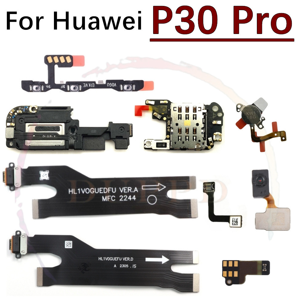 1pcs ไมโครโฟน SIM สําหรับ Huawei P30 Pro ลําโพง Ringer Buzzer เซ็นเซอร์ลายนิ้วมือเปิด/ปิดปริมาณพอร์ตชาร์จ Flex Cable