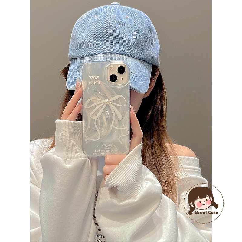 Glittler น่ารัก 3D Pearl Bow สําหรับ Realme 14X 13 12 11 Pro Plus + 12X 11X 10 9i 8i 8 Pro 7i Global