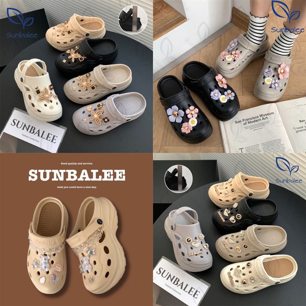 SUNBALEE SUNT8 รองเท้าหัวโต แถมตัวติด รองเท้าแบบสวม เสริมส้น 8 เซน รองเท้าผู้หญิง วัสดุยาง สินค้าพร้อมส่ง