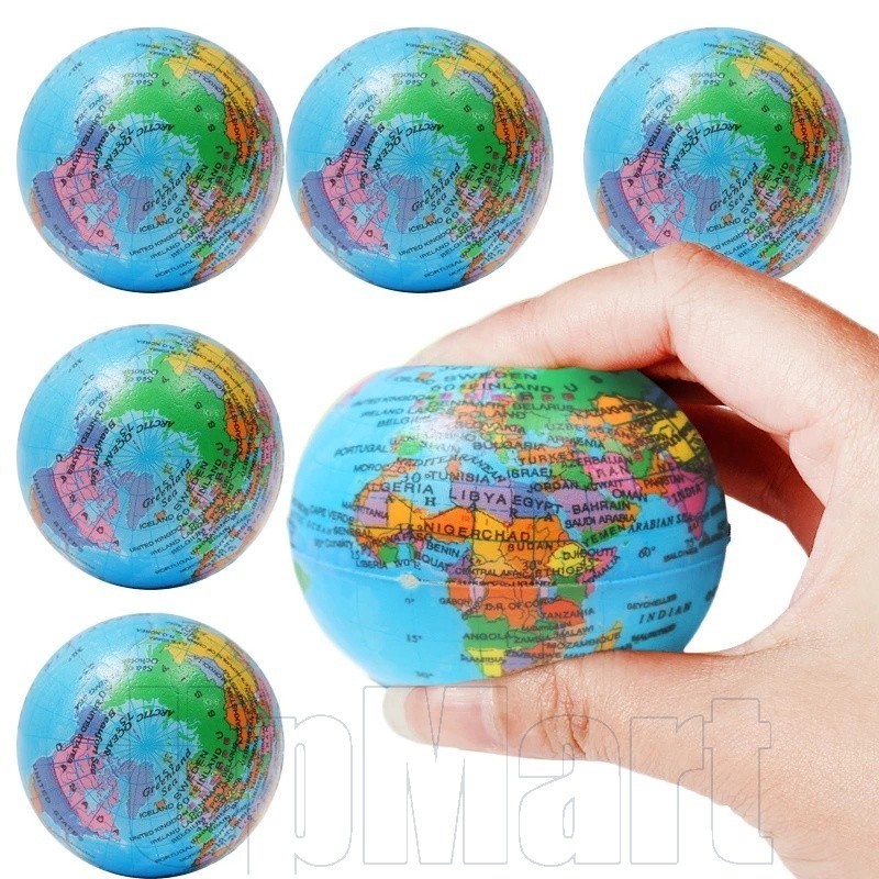 5 ชิ้น World Map Foam Ball - PU Foaming Sponge Globe Ball - Aldult Stress Reliever Bouncy Ball - ของเล่นบีบอัด - Earth Globe Elastic Ball - เด็กสอนของเล่นวิทยาศาสตร์ยอดนิยม