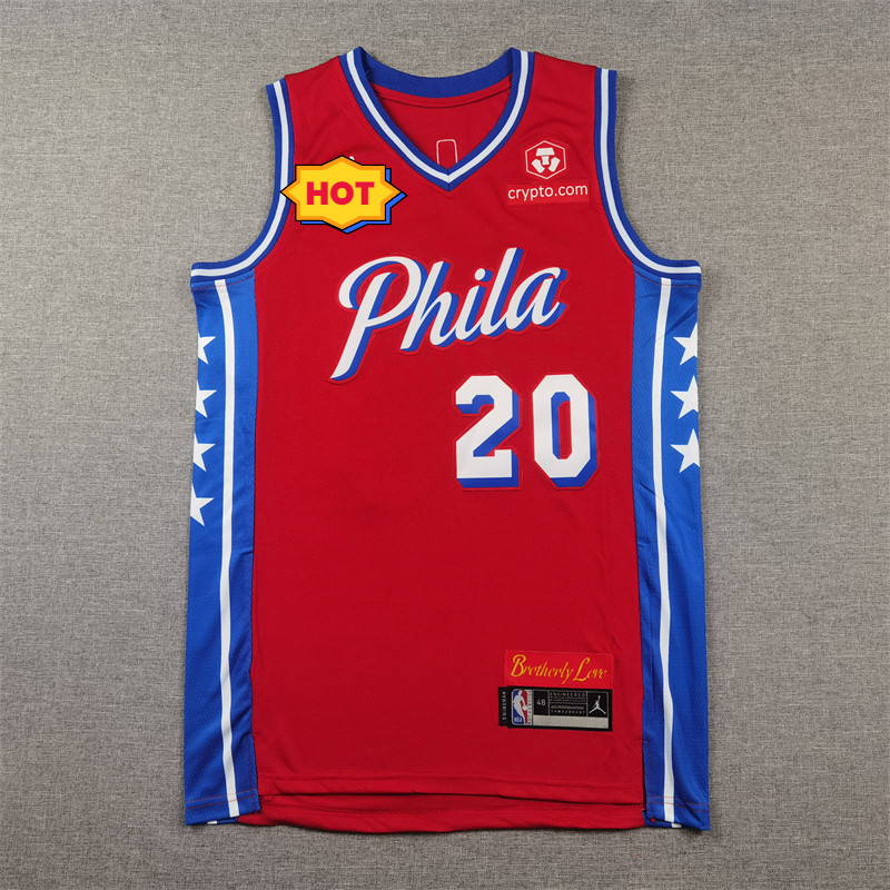 เสื้อPhiladelphia 76ers เบอร์ 20 สีแดง คุณภาพสูง