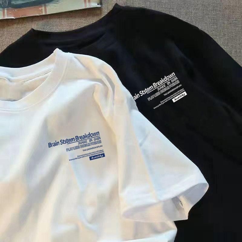 (จัดส่งตลอด 24 ชั่วโมง) เสื้อยืด Oversize ลาย 'Brain Stem Breakdown' สไตล์มินิมอล คอตตอน 100%