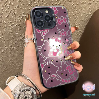🚚จัดส่งในพื้นที่🚚เคสคุณภาพสูง สว่างสีม่วง Hello แมวเคธี สําหรับ IPhone 16 15 14 13 11 12 7/8plus Pro Promax XR XS