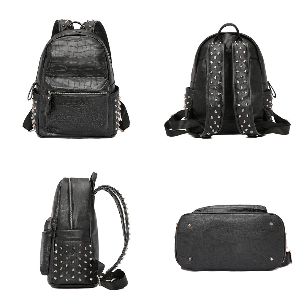 🌞SUNWISH🌞 - ETONWEAG- No.6992 2024 ใหม่ กระเป๋าเป้สะพายหลัง หนังจระเข้ แต่งหมุด สไตล์เกาหลี เหมาะกับใส่คอมพิวเตอร์ แฟชั่นสําหรับนักเรียน - รูปที่ 4
