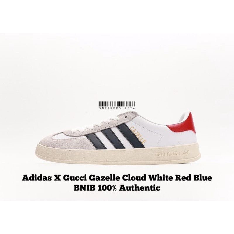 Adidas Originals shoes gazelle esquiste Gucci รองเท้าผ้าใบ สีขาว แดง น้ําเงิน ทอง / Adidas Gucci FHGG