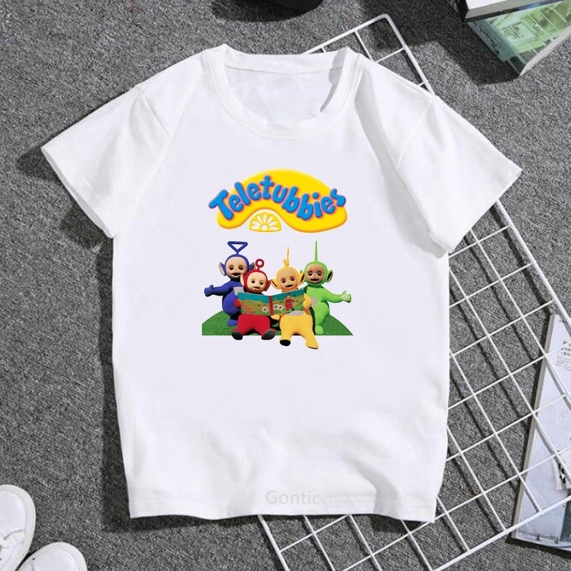 2024เสื้อยืด พิมพ์ลายกราฟฟิคเทเลทับบี้น่ารัก ของขวัญคริสต์มาส สําหรับเด็กผู้ชาย และเด็กผู้หญิง เสื้อยืดเด็ก