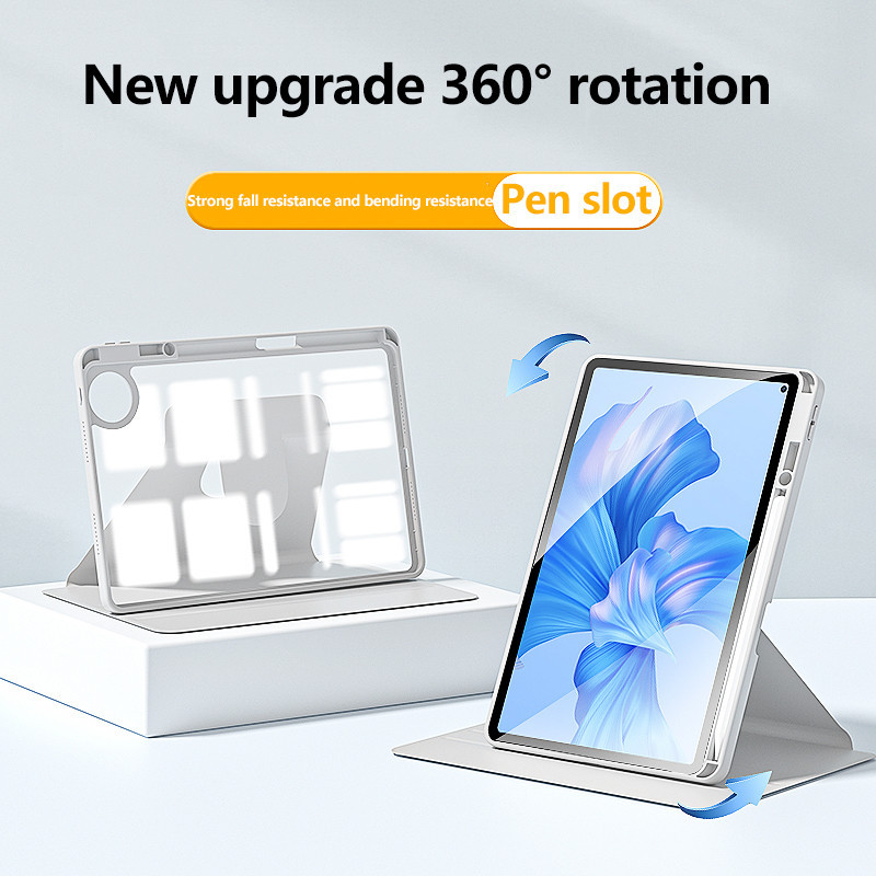 360 ° เคสแท็บเล็ตอะคริลิค กันกระแทก พร้อมช่องใส่ปากกา หมุนได้ สําหรับ Honor Pad X9 11.5 2023 Pad 8 Pad 9 12.1 MagicPad 13inch Pro 13.2 X8 Pro 11.5 X8 Lite Air 11.5 11