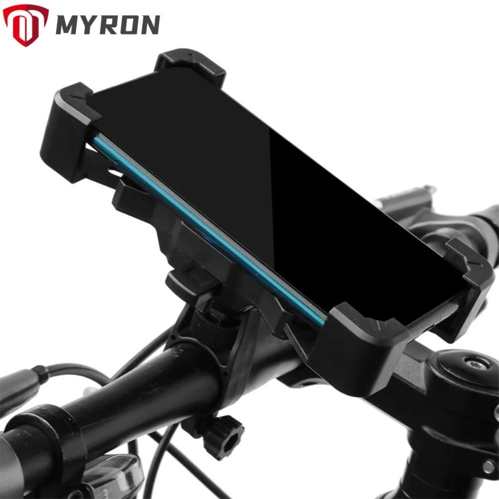 Myron Moto ขาตั้งรถจักรยานยนต์ สีดํา 360° ที่วางโทรศัพท์จักรยานไฟฟ้า แบบพลาสติก หมุนได้ กันลื่น