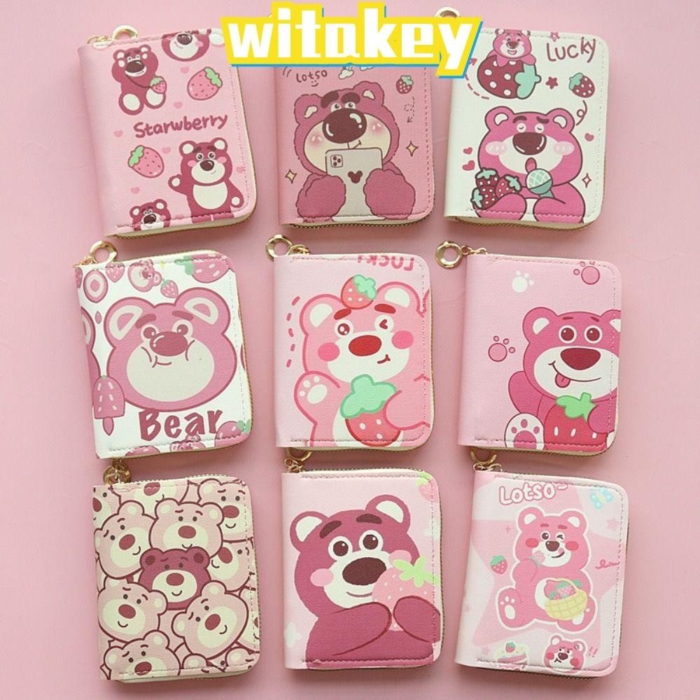 Witakey กระเป๋าสตางค์หนัง ใบสั้น ลายหมี แฟชั่นสําหรับผู้หญิง