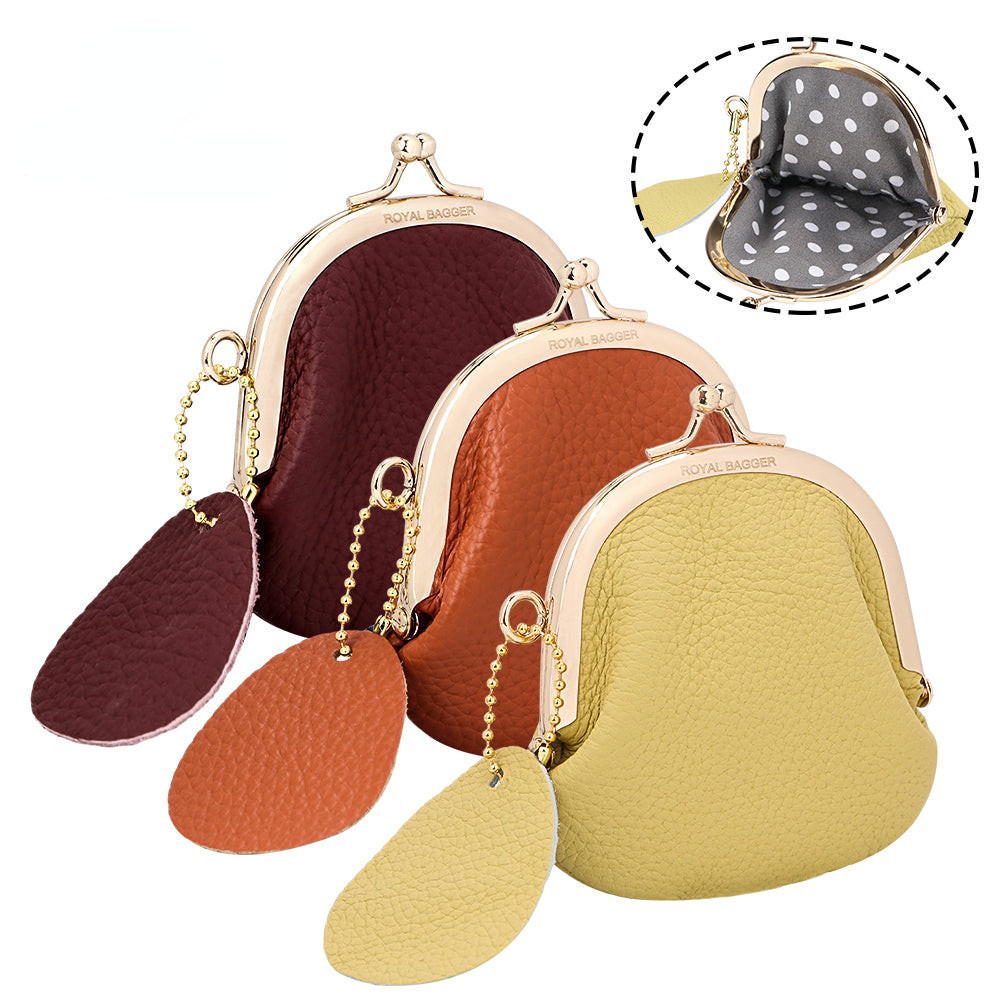 Royal Bagger กระเป๋าใส่เหรียญ หนังวัวแท้ ขนาดเล็ก แฟชั่นสําหรับผู้หญิง 1501