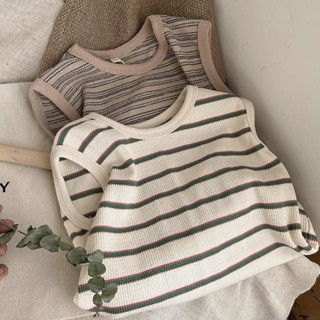 เสื้อยืดแขนกุด เปิดไหล่ แบบนิ่ม แต่งลายวาฟเฟิล แฟชั่นฤดูร้อน…