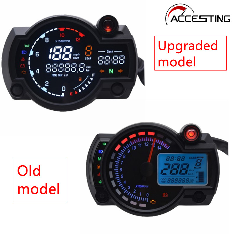 【 พร ้ อมเซ ็ นเซอร ์ 】 รุ ่ นอัพเกรด RX2N Universal LCD ดิจิตอลรถจักรยานยนต ์ Speedometer วัดระยะทางเครื ่ องวัดน ้ ํามัน Tachometer แผงมิเตอร ์ รถจักรยานยนต ์