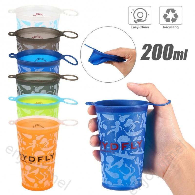 แก้วน้ํา Tpu แบบนิ่ม ขนาดใหญ่ 200 มล. แบบพกพา สามารถพับได้ สําหรับขี่จักรนมาราธอน วิ่งเทรลลิงกลางแจ้ง