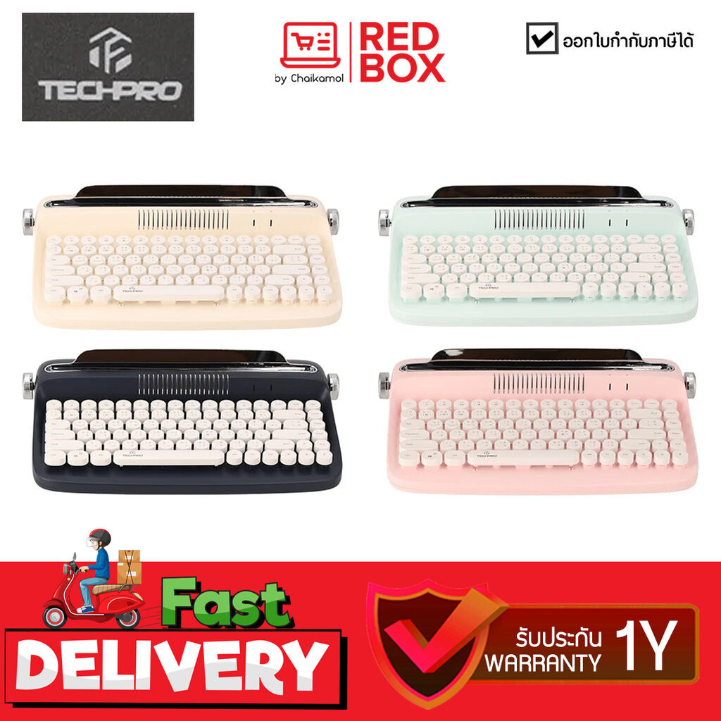 คีย์บอร์ดไร้สาย TECHPRO Retro Mini Bluetooth (84Keys) B303 / รับประกัน 1 ปี Wireless Keyboard