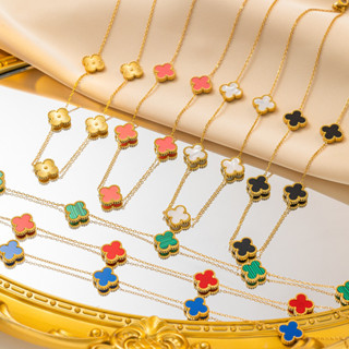 Yinuovo สแตนเลสสีกันน้ําเป็นโคลเวอร์สี่ใบห้าดอกไม้สองด้าน fr…