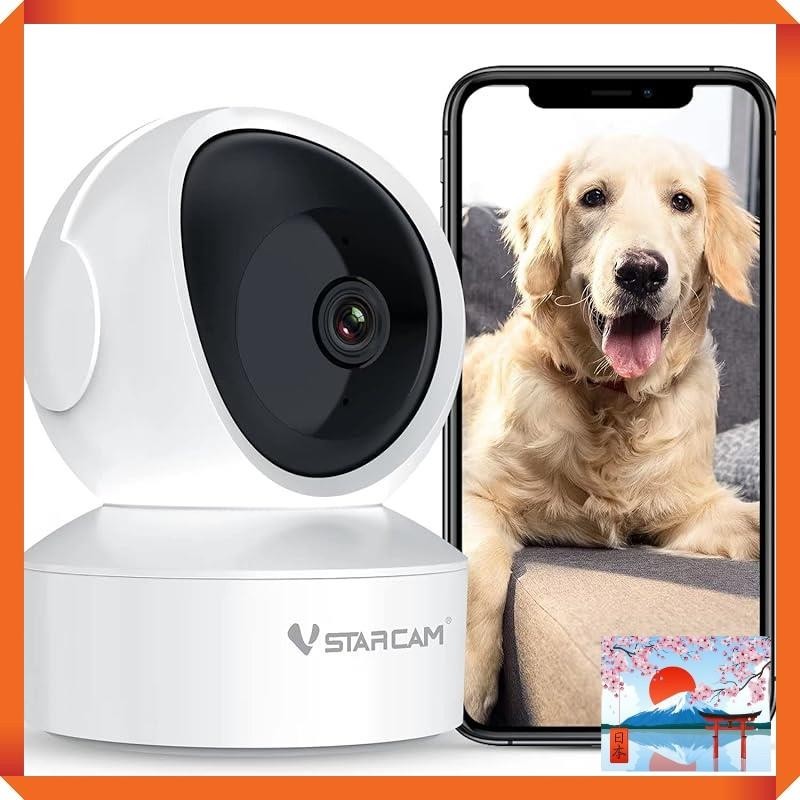 VSTARCAM IP camera 1080P indoor surveillance camera WiFi pet camera baby elderly pet monitoring wireless camera smart night vision motion detection automatic tracking two-way talk 2.4GHz WiFi (white)