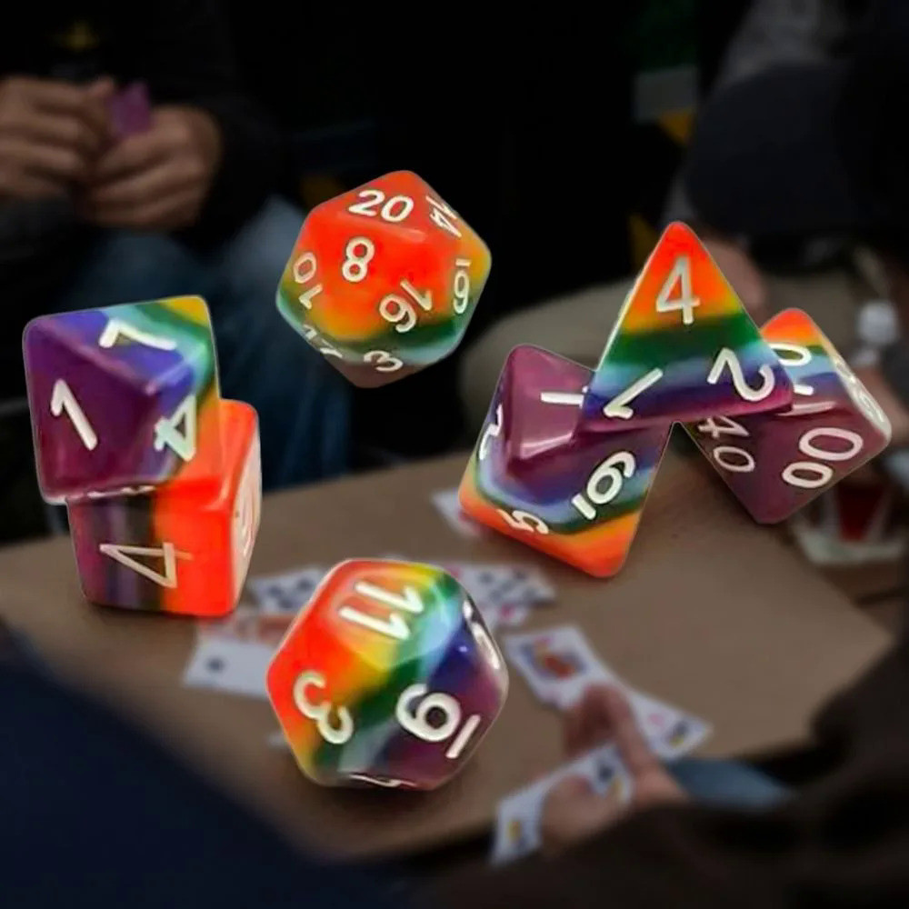 7Pcs/Set Polyhedral Rainbow Dice Set Game Dice For TRPG DND Accessories Polyhedral Dice For Board Ca