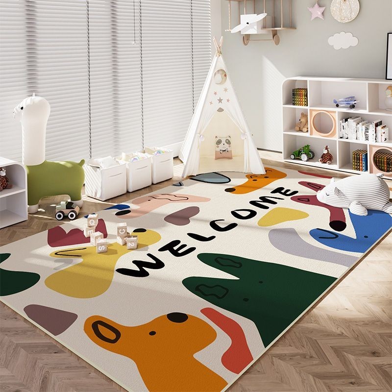 【HOT】พรมห้องนอนห้องเด็ก พรมการ์ตูนลื่นป้องกันการเปรอะเปื้อน ทนต่อการสึกหรอกันกระแทกเสื่อ