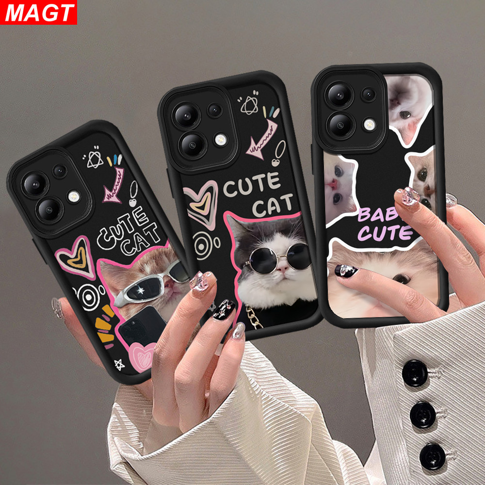 Redmi 14C A3 12C 10C หมายเหตุ 13 12 Pro 10A 9C 9A 9T A2 A1 Note11S 10S 9 9S 9Pro POCO X5 M5S M3 X3 Pro Cool และแมวน่ารักออกแบบเคสโทรศัพท์นุ่ม MAGT