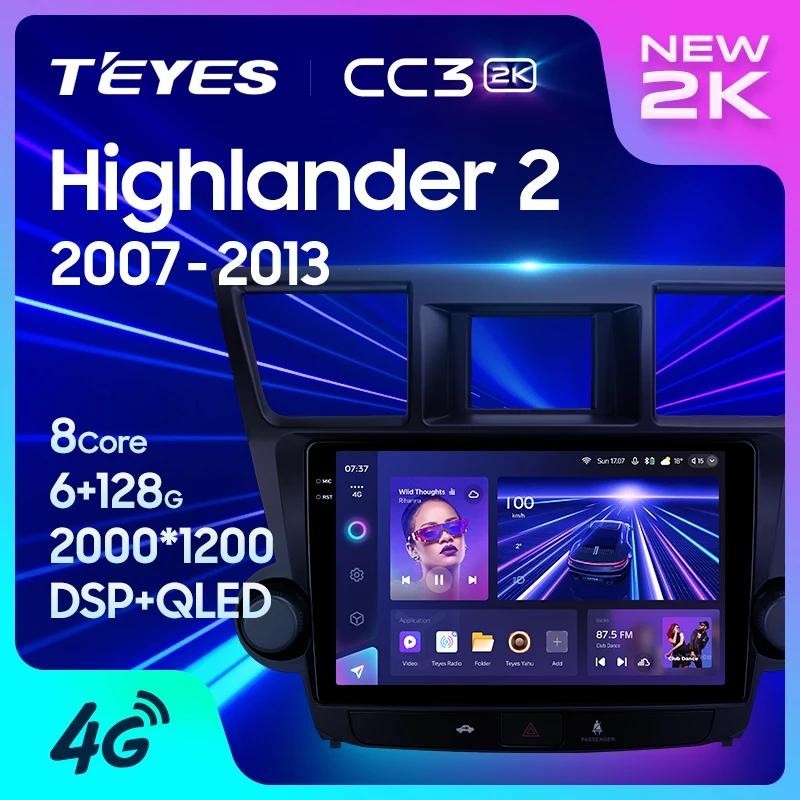 Teyes CC3L CC3 2K สําหรับ Toyota Highlander 2 XU40 2007 - 2013 รถวิทยุมัลติมีเดียเครื ่ องเล ่ นวิดีโอนําทางสเตอริโอ GPS Android 10 ไม ่ มี 2din 2 din dvd