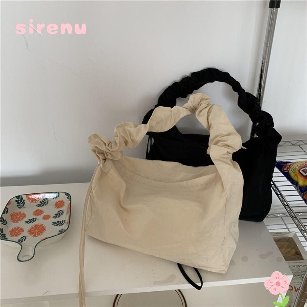 Sirenu Cross Casual Bag, Single Shoulder Pleated Drawstring Girls Canvas Bag, Vintage Handbag Women