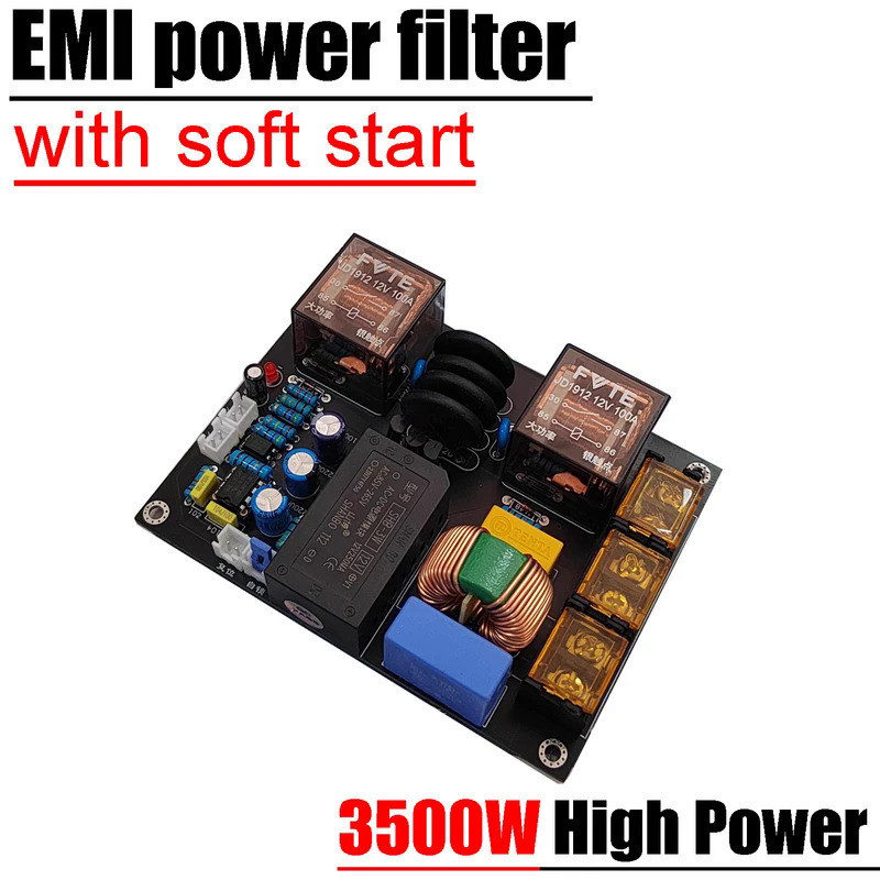 3500w EMI Power Filter + Soft Start Board AC 110V 220V สําหรับเครื ่ องขยายเสียงลําโพง