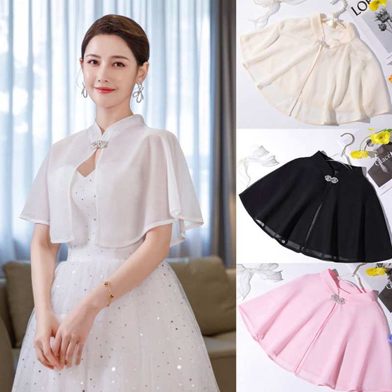 สีขาวเจ้าสาวผ้าคลุมไหล่ปุ่มเพชรคาร์ดิแกนสุภาพสตรีแต่งงานด้านบนยักชีฟองเสื้อคลุม โบเลโร สําหรับผู้หญิง